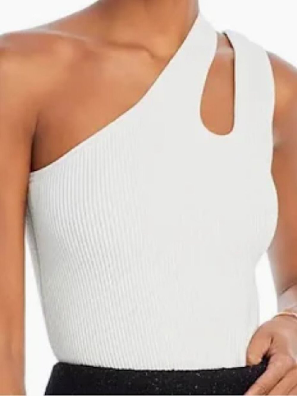 Ramy Brook Addilyn Ivory One Shoulder Ribbed Sweater NWT Size M